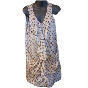 Countess Cross Print Sleeveless Dress Cream Full Zip S